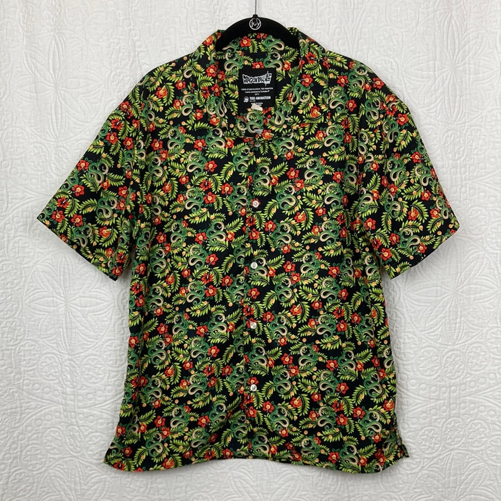 Dragonball Toei Animation Men's Green Dragon Hawaiian Shirt sz Small